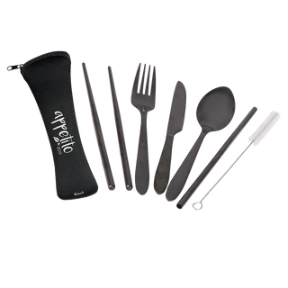 Buy black-cutlery Appetito Traveller&#39;s Cutlery Set - 6 Piece Stainless Steel