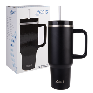 Buy black Oasis Stainless Steel Double Wall Insulated Commuter Travel tumbler 1.2L