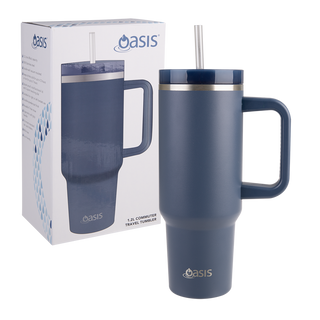 Buy indigo Oasis Stainless Steel Double Wall Insulated Commuter Travel tumbler 1.2L