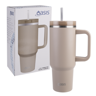 Buy latte Oasis Stainless Steel Double Wall Insulated Commuter Travel tumbler 1.2L