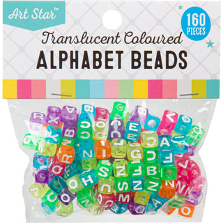Art Star Assorted Colour Translucent Cube Alphabet Beads 7mm 160 Piece Pack