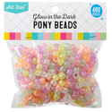 Art Star Assorted Colour Glow in the Dark Pony Beads 480 Piece Pack