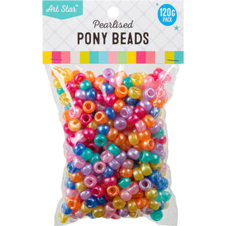 Art Star Assorted Colour Pearlised Pony Beads 120g Pack