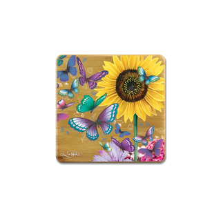 Lisa Pollock Bamboo Coaster Set - Sunny Butterflies