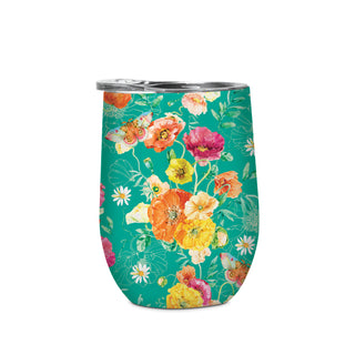 Lisa Pollock Double Walled Stainless Steel Bevvy - Bright Poppies