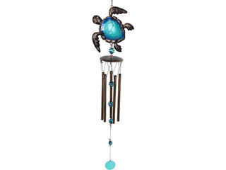 Metal & Glass Blue Turtle Wind Chime
