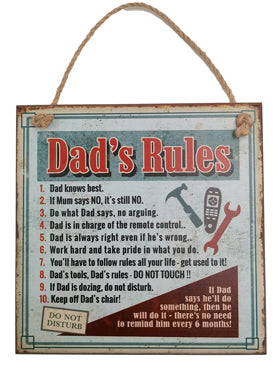 At home vintage sign - Dad's Rules