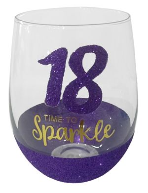 18 Sparkle Purple Stemless Wine Glass