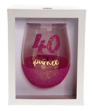 40 Sparkle Fuchsia Stemless Wine Glass