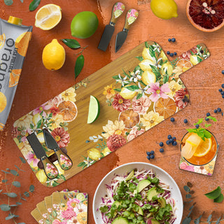 Lisa Pollock Large Board and Knives - Citrus Burst