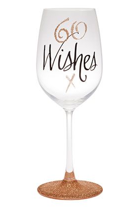 60 Wishes Gold Wine Glass