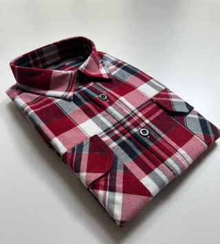 Pilgrim Full Button Flannelette Shirt - Red Check