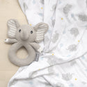 Living Textiles Jersey Swaddle & Rattle - Mason the Elephant