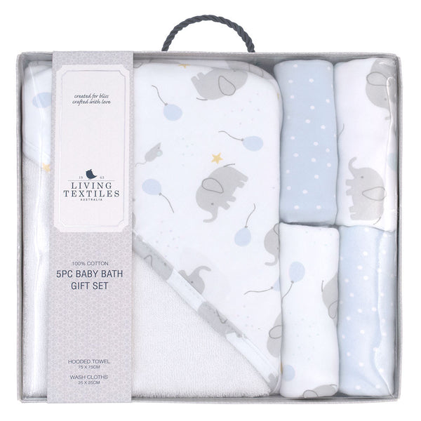 Living Textiles 5 Piece Bath Gift Set - Mason & Blue Dots