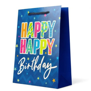 Gift Bag Medium - Happy Happy Birthday colourful writing