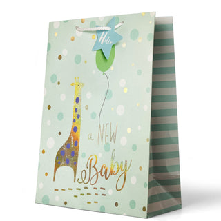 Premium Gift Bag Large - Hello Baby a NEW Baby with Giraffe picture