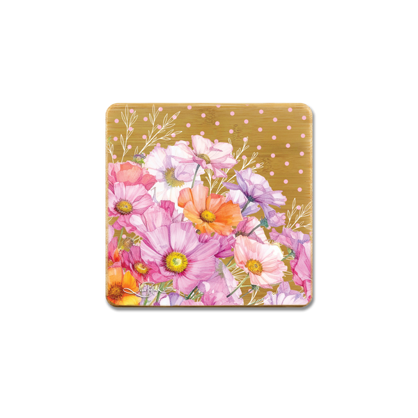 Lisa Pollock Bamboo Coaster Set - Wistful Wildflowers