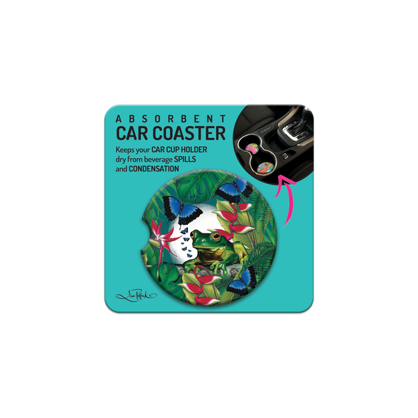 Lisa Pollock Car Coaster - Green Frog
