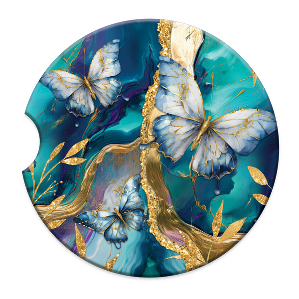Lisa Pollock Car Coaster - Tranquil Butterflies