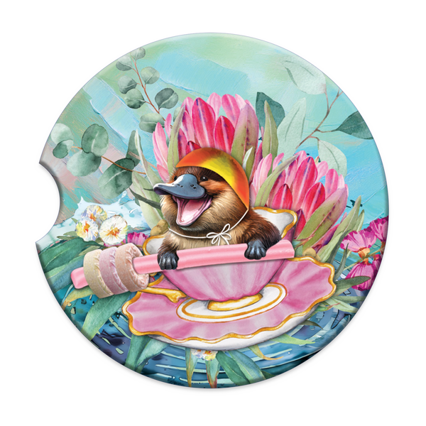Lisa Pollock Car Coaster - Lifesaver Platypus