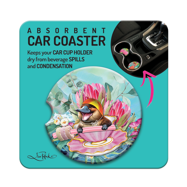 Lisa Pollock Car Coaster - Lifesaver Platypus