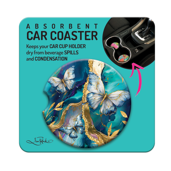 Lisa Pollock Car Coaster - Tranquil Butterflies