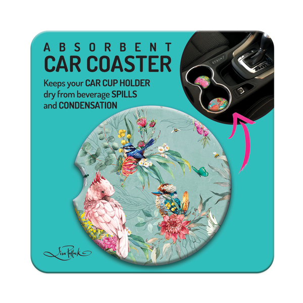 Lisa Pollock Car Coaster - Feathered Friend