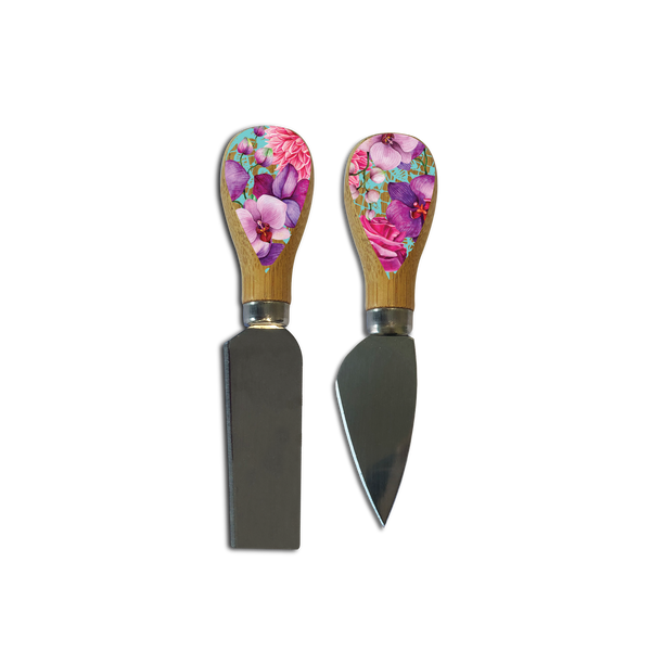 Lisa Pollock Cheese Knives - Rose Bouquet