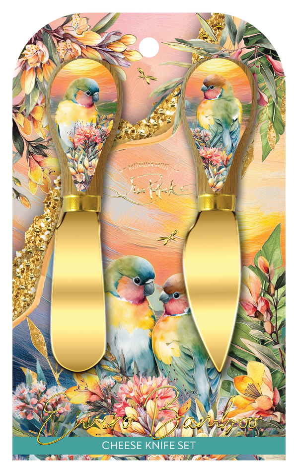 Lisa Pollock Cheese Knives - Love Bird Sunset