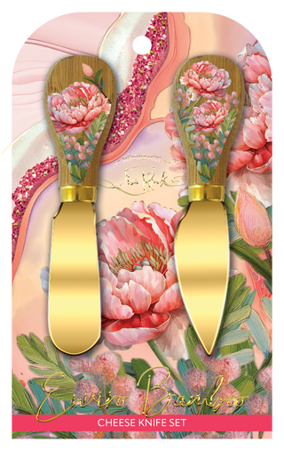 Lisa Pollock Cheese Knives - Coral Peony