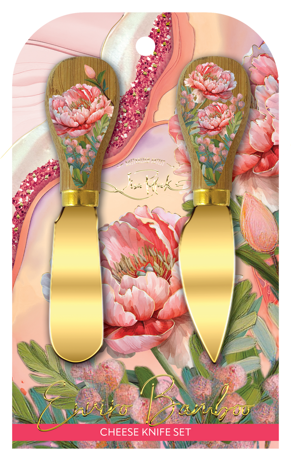Lisa Pollock Cheese Knives - Coral Peony