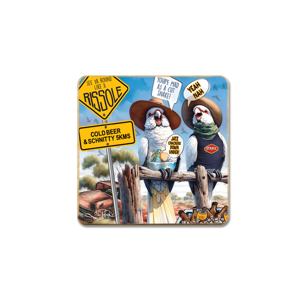 Lisa Pollock - Set of 6 Fair Dinkum Coasters - Squawking Slang