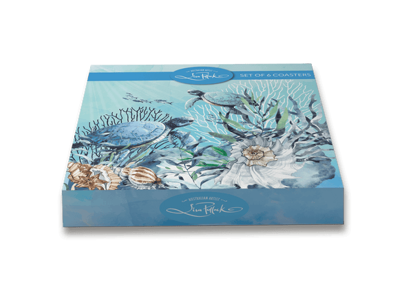 Lisa Pollock - Set of 6 Coasters - Turtle