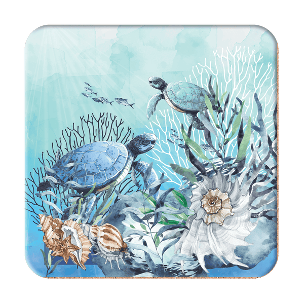 Lisa Pollock - Set of 6 Coasters - Turtle