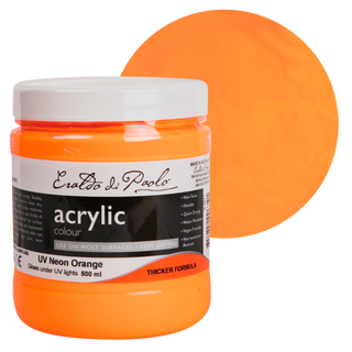 Eraldo di Paolo UV Glow (Neon) Acrylic Paint 500ml Orange for small Children