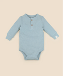 Lummi in colour - Organic Cotton Waffle Long Sleeve Body Suit - Sky Blue