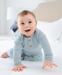 Lummi in colour - Organic Cotton Waffle Long Sleeve Body Suit - Sky Blue