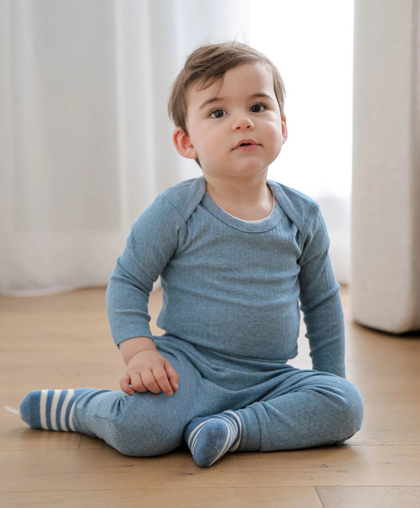 Lummi in colour - Organic Cotton Long Sleeve Body Suit - Blue