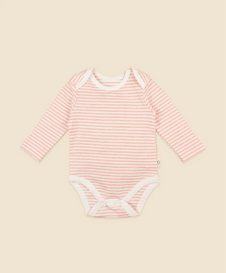 Lummi in colour - Organic Cotton Long Sleeve Body Suit - Heather Pink Stripes