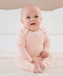 Lummi in colour - Organic Cotton Long Sleeve Body Suit - Heather Pink Stripes