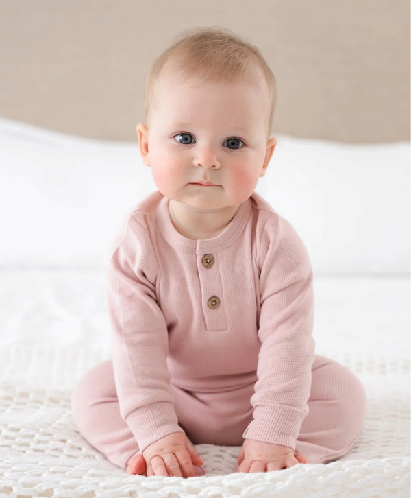 Lummi in colour - Organic Cotton Waffle Long Sleeve Body Suit - Lavender