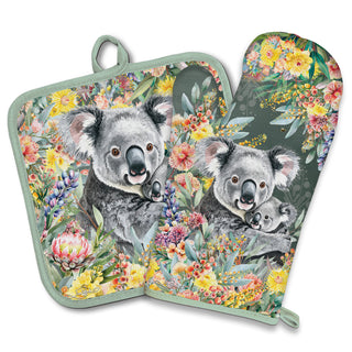 Lisa Pollock - Oven Mitt Pot Holder Set - Koala Cuddles