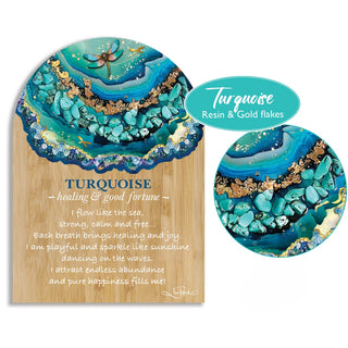 Lisa Pollock Crystal Resin Bamboo Plaque - Turquoise Dragonflies