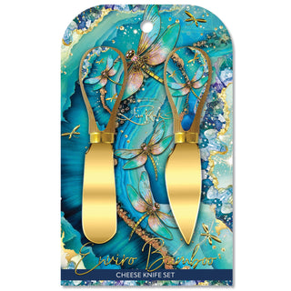 Lisa Pollock Cheese Knives - Turquoise Dragonflies