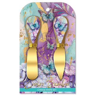 Lisa Pollock Cheese Knives - Amethyst Butterflies