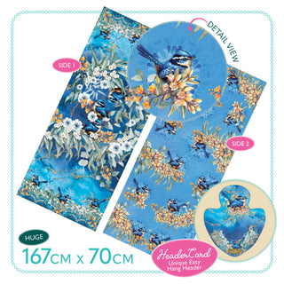 Lisa Pollock Satin Reversible scarf - Blue Wren