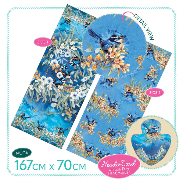 Lisa Pollock Satin Reversible scarf - Blue Wren