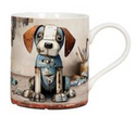 ceramic bug art mugs with a cute scrap metal dog image printed