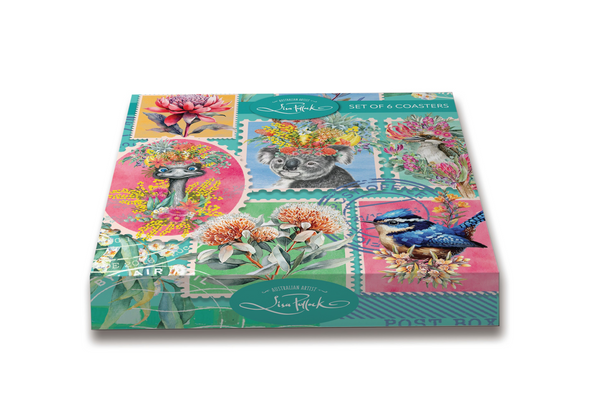 Lisa Pollock - Set of 6 Coasters - Pretty Postage