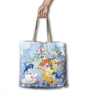 Lisa Pollock  Shopping Bag - Tea Time Wrens